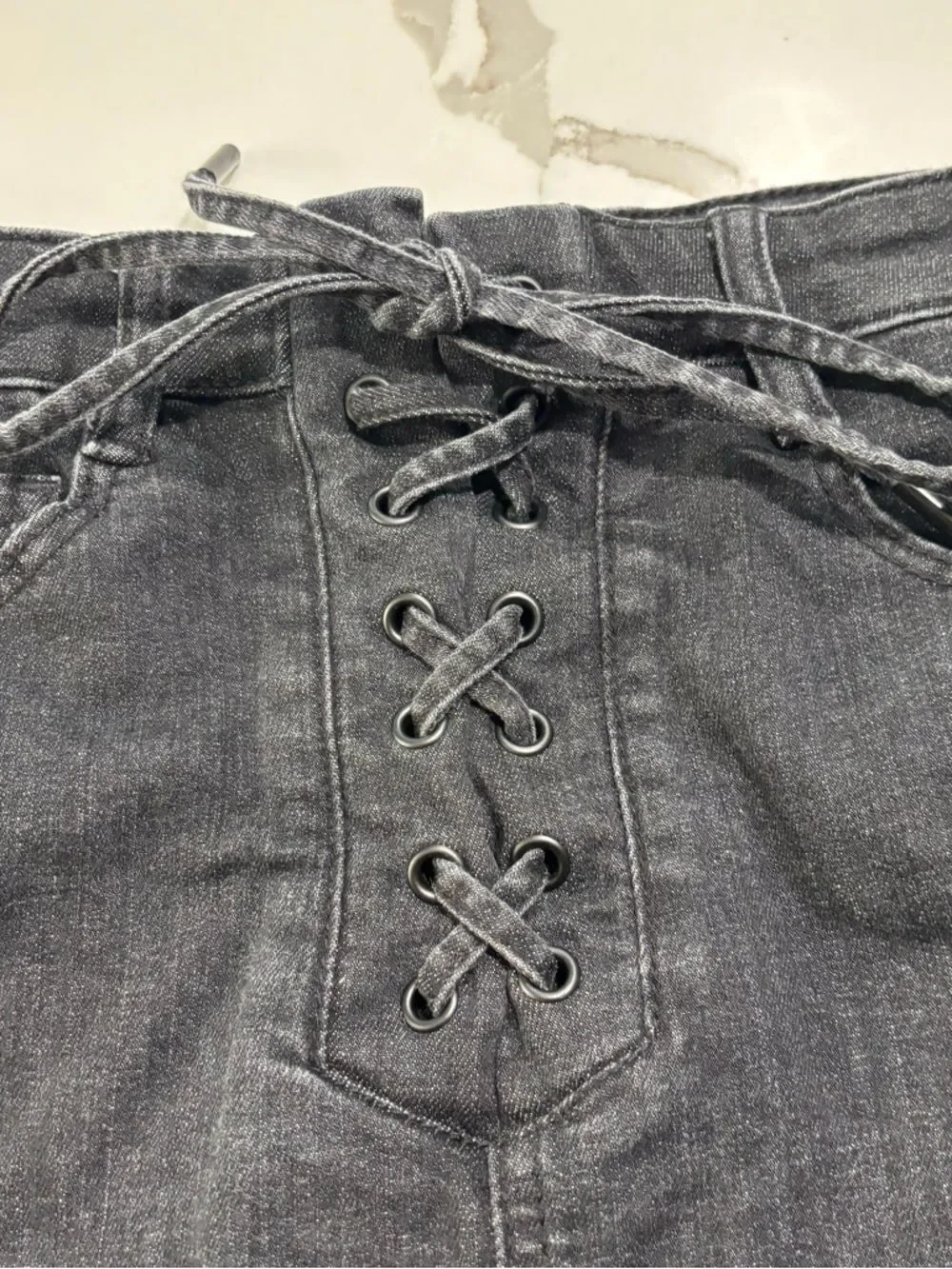 GARAGE Black Lace-Up Denim Mini Jeans Skirt Women’s Small